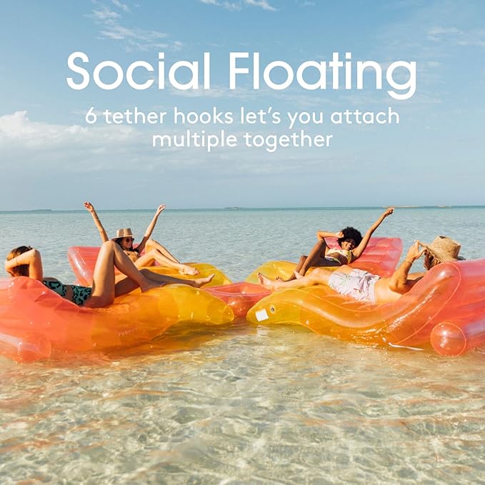 FUNBOY Giant Inflatable Luxury Clear Rainbow Chaise Lounger, Chair Pool Float for Adults, Perfect for a Summer Pool Party